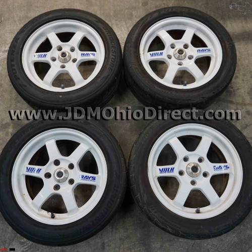 JDM Volk Racing TE37 White 15 inch Wheels 